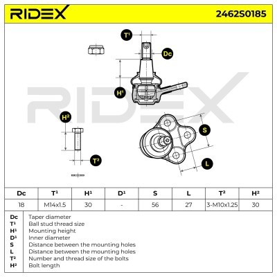 Ball Joint RIDEX 2462S0185 2462S0185 - photo 7