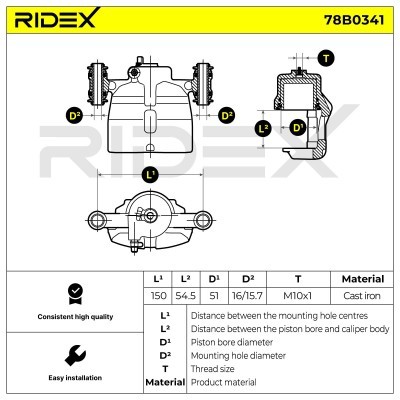 Brake Caliper RIDEX 78B0341 78B0341 - photo 6