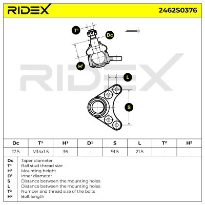 Ball Joint RIDEX 2462S0376 2462S0376 - photo 5