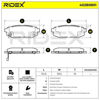 Brake Pads Set RIDEX 402B0801 402B0801 - photo 8