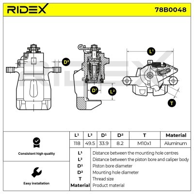 Brake Caliper RIDEX 78B0048 78B0048 - photo 4
