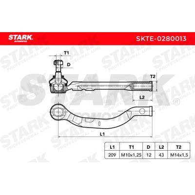 Tie Rod End Stark SKTE-0280013 SKTE-0280013 - photo 3
