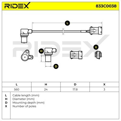 Crankshaft Pulse Sensor RIDEX 833C0038 833C0038 - photo 4