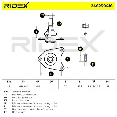 Ball Joint RIDEX 2462S0416 2462S0416 - photo 5