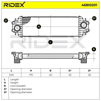 Intercooler, Charger RIDEX 468I0201 468I0201 - photo 6