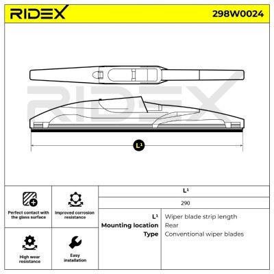 Щетка стеклоочистителя заднего стекла RIDEX 298W0024 298W0024 - photo 5