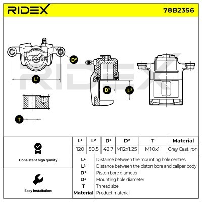 Brake Caliper RIDEX 78B2356 78B2356 - photo 3