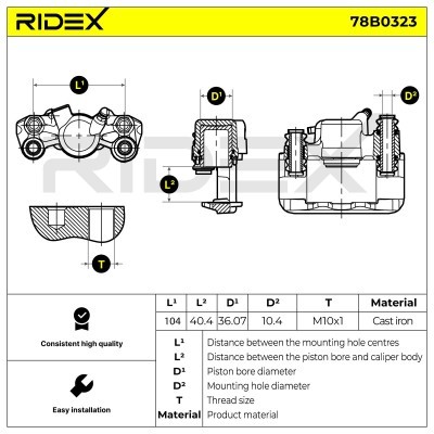 Brake Caliper RIDEX 78B0323 78B0323 - photo 5