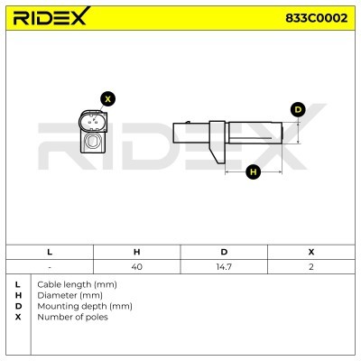 Crankshaft Pulse Sensor RIDEX 833C0002 833C0002 - photo 3