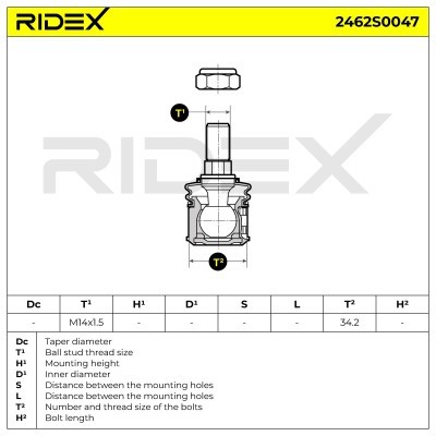 Ball Joint RIDEX 2462S0047 2462S0047 - photo 3