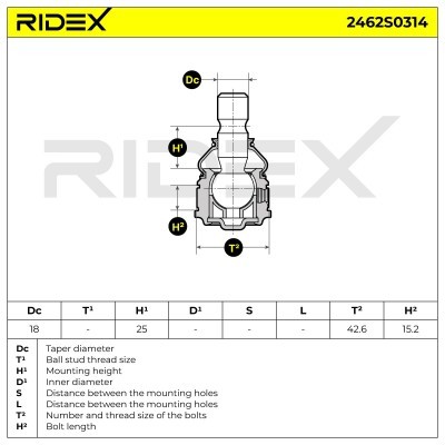 Ball Joint RIDEX 2462S0314 2462S0314 - photo 5