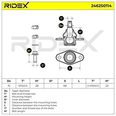 Ball Joint RIDEX 2462S0114 2462S0114 - photo 6