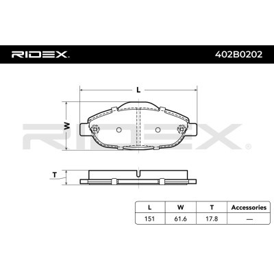 Brake Pads Set RIDEX 402B0202 402B0202 - photo 3
