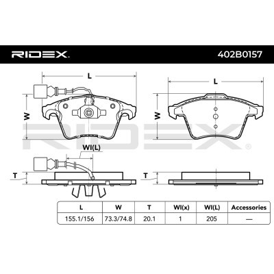 Brake Pads Set RIDEX 402B0157 402B0157 - photo 6