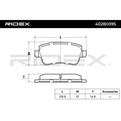 Brake Pads Set RIDEX 402B0395 402B0395 - photo 8