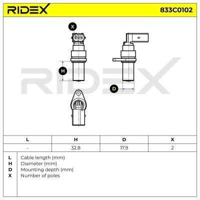 Crankshaft Pulse Sensor RIDEX 833C0102 833C0102 - photo 5