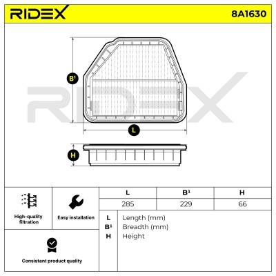 Air Filter RIDEX 8A1630 8A1630 - photo 6