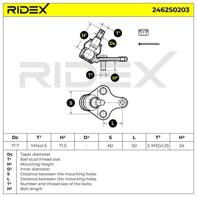 Ball Joint RIDEX 2462S0203 2462S0203 - photo 7