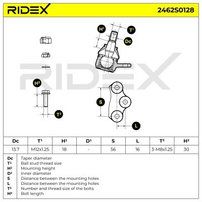 Ball Joint RIDEX 2462S0128 2462S0128 - photo 6