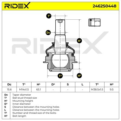 Ball Joint RIDEX 2462S0448 2462S0448 - photo 5