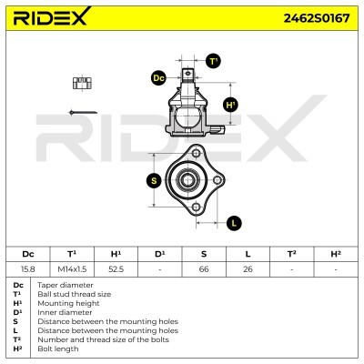 Ball Joint RIDEX 2462S0167 2462S0167 - photo 5