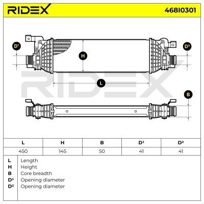 Intercooler, Charger RIDEX 468I0301 468I0301 - photo 6