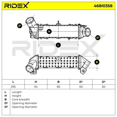 Intercooler, Charger RIDEX 468I0358 468I0358 - photo 5
