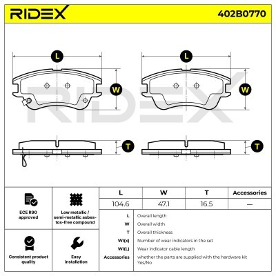 Brake Pads Set RIDEX 402B0770 402B0770 - photo 8
