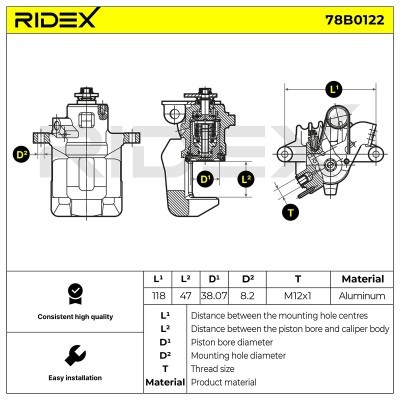 Brake Caliper RIDEX 78B0122 78B0122 - photo 5