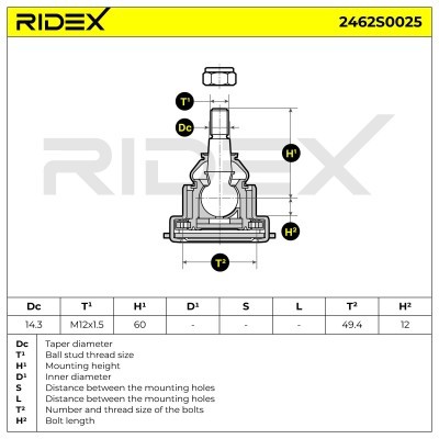 Ball Joint RIDEX 2462S0025 2462S0025 - photo 3