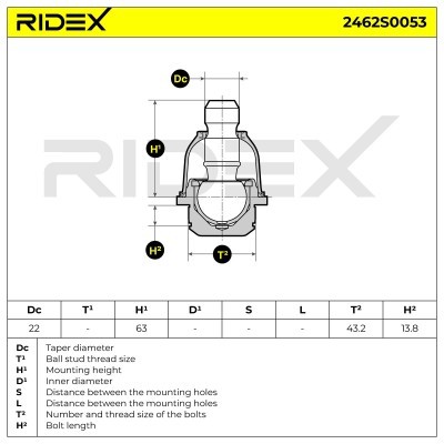 Ball Joint RIDEX 2462S0053 2462S0053 - photo 7