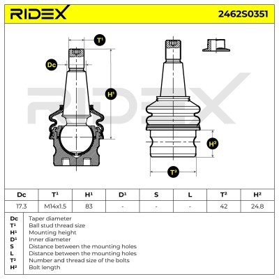 Ball Joint RIDEX 2462S0351 2462S0351 - photo 5