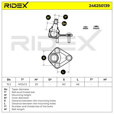 Ball Joint RIDEX 2462S0139 2462S0139 - photo 5