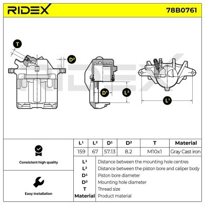 Brake Caliper RIDEX 78B0761 78B0761 - photo 8