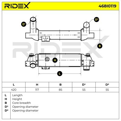 Intercooler, Charger RIDEX 468I0119 468I0119 - photo 5