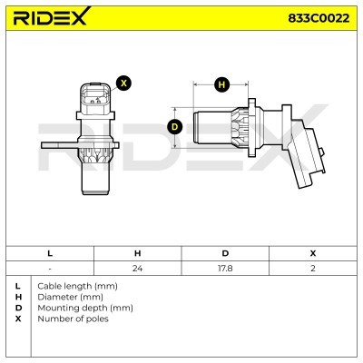Crankshaft Pulse Sensor RIDEX 833C0022 833C0022 - photo 3