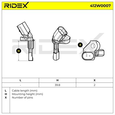 ABS Sensor RIDEX 412W0007 412W0007 - photo 3