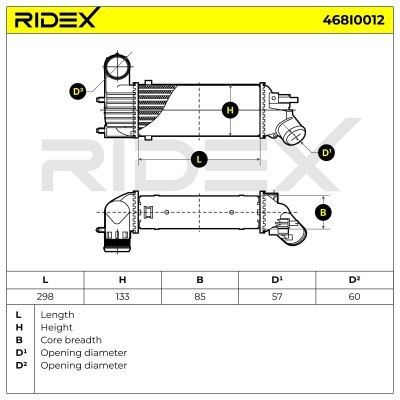 Intercooler, Charger RIDEX 468I0012 468I0012 - photo 6