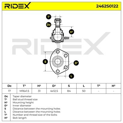 Ball Joint RIDEX 2462S0122 2462S0122 - photo 5
