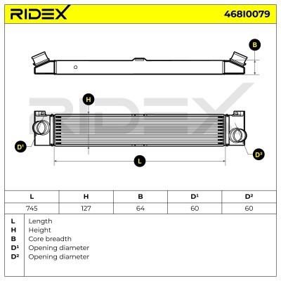 Intercooler, Charger RIDEX 468I0079 468I0079 - photo 5
