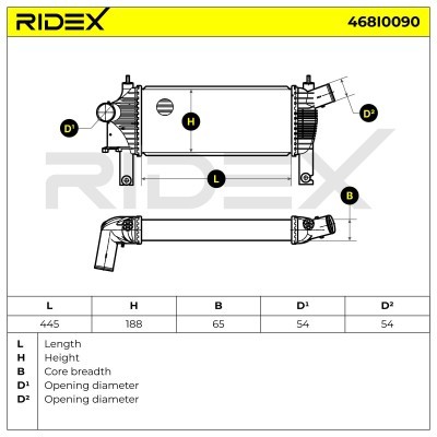 Intercooler, Charger RIDEX 468I0090 468I0090 - photo 8