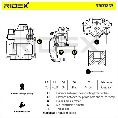Brake Caliper RIDEX 78B1267 78B1267 - photo 3