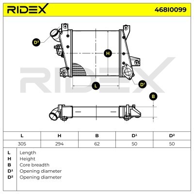 Intercooler, Charger RIDEX 468I0099 468I0099 - photo 5