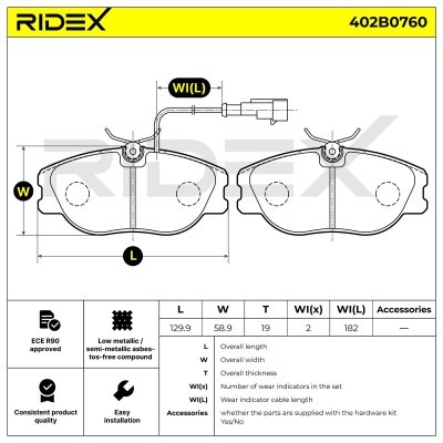 Brake Pads Set RIDEX 402B0760 402B0760 - photo 6