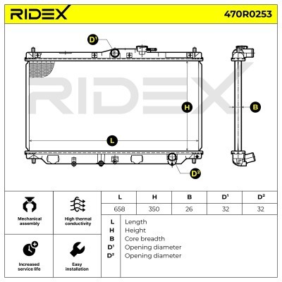 Radiator, Engine Cooling RIDEX 470R0253 470R0253 - photo 5