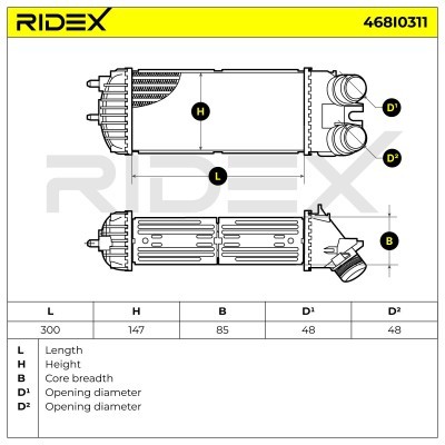 Intercooler, Charger RIDEX 468I0311 468I0311 - photo 5
