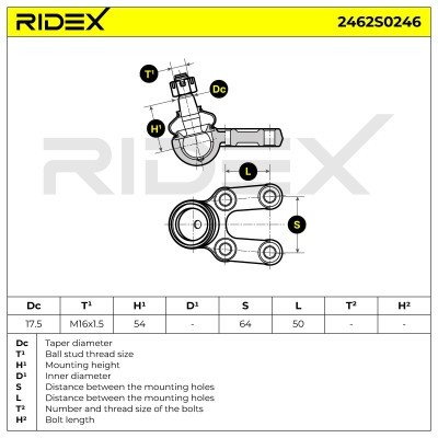Ball Joint RIDEX 2462S0246 2462S0246 - photo 6