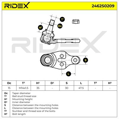 Ball Joint RIDEX 2462S0209 2462S0209 - photo 5