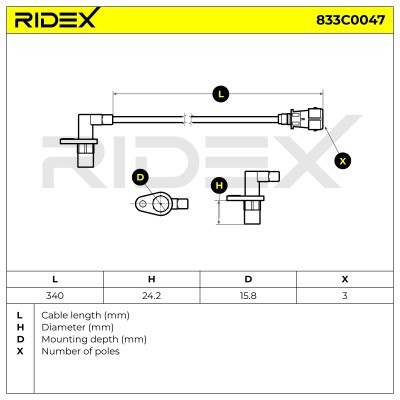 Crankshaft Pulse Sensor RIDEX 833C0047 833C0047 - photo 4