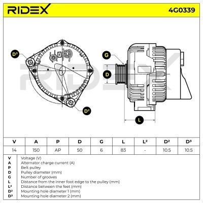 Alternator RIDEX 4G0339 4G0339 - photo 5